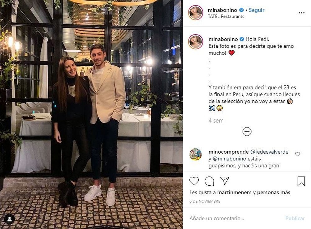 Valverde verá nacer su primer hijo en los próximos meses. Instagram/MinaBonino