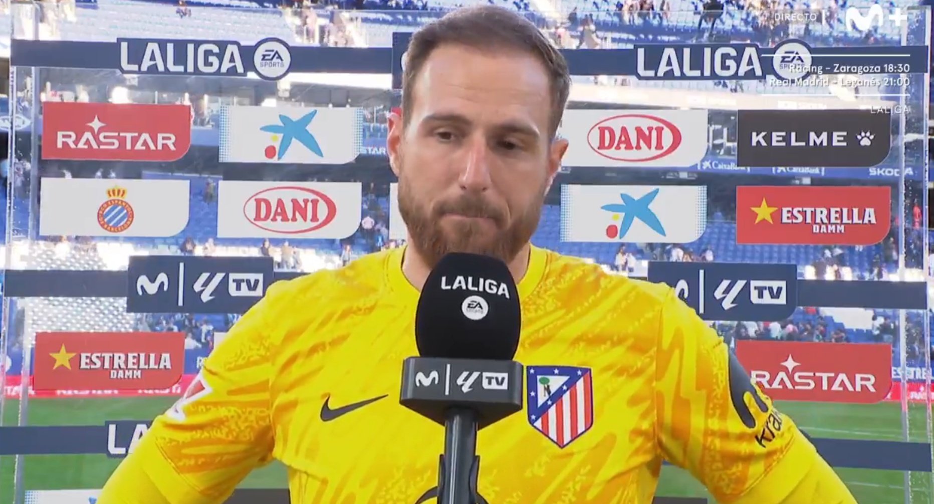 Oblak analizó el empate ante el Espanyol. Captura/MovistarLaLiga