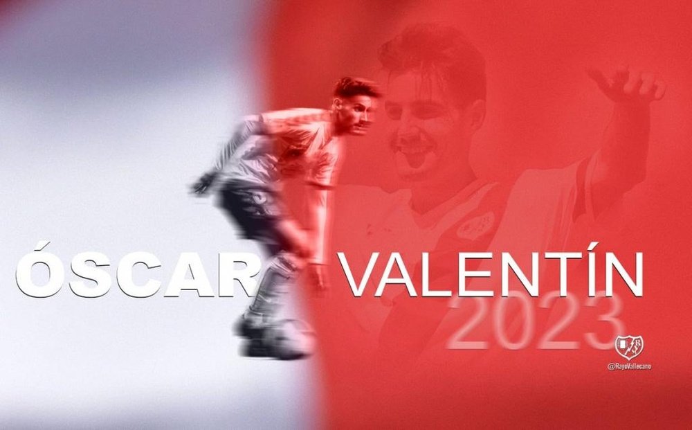 Óscar Valentín firma hasta junio de 2023. Twitter/RayoVallecano