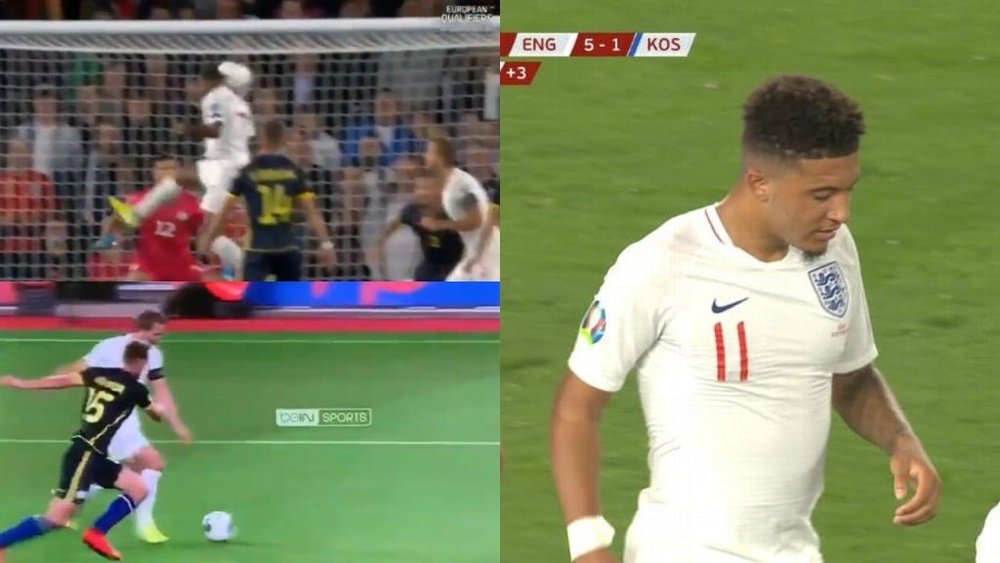 England tore apart a valiant Kosovo in the first half. Captura/beINSports