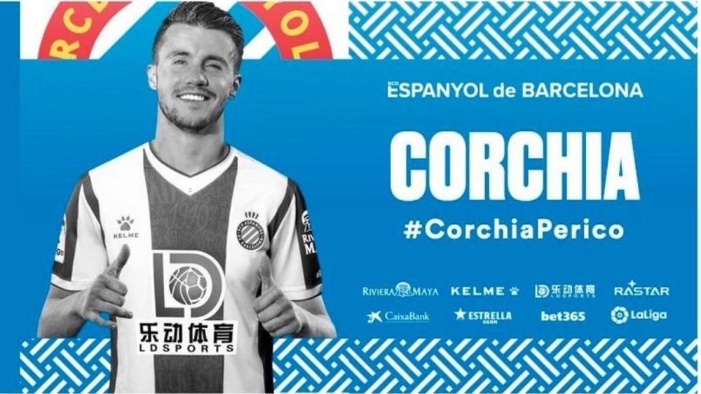 Corchia llega cedido por el Sevilla. Twitter/RCDEspanyol