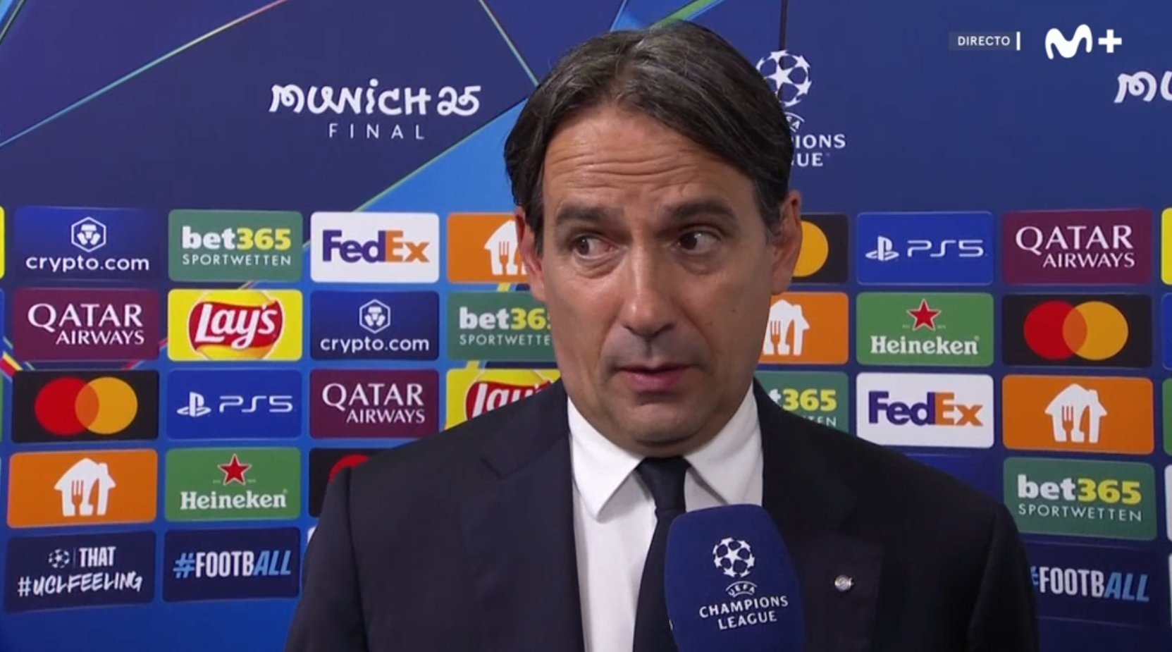 Las palabras de Inzaghi tras la final. Captura/Movistar