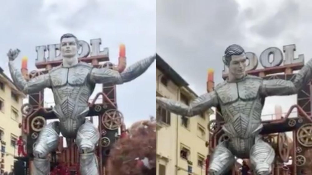 Cristiano Ronaldo también apareció en el Carnaval de Viareggio. Captura/DeborahPiac