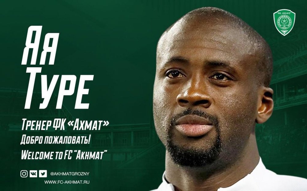 Yayá Touré firmó con el Akhmat Grozny como segundo entrenador. Twitter/Akhmatgrozny