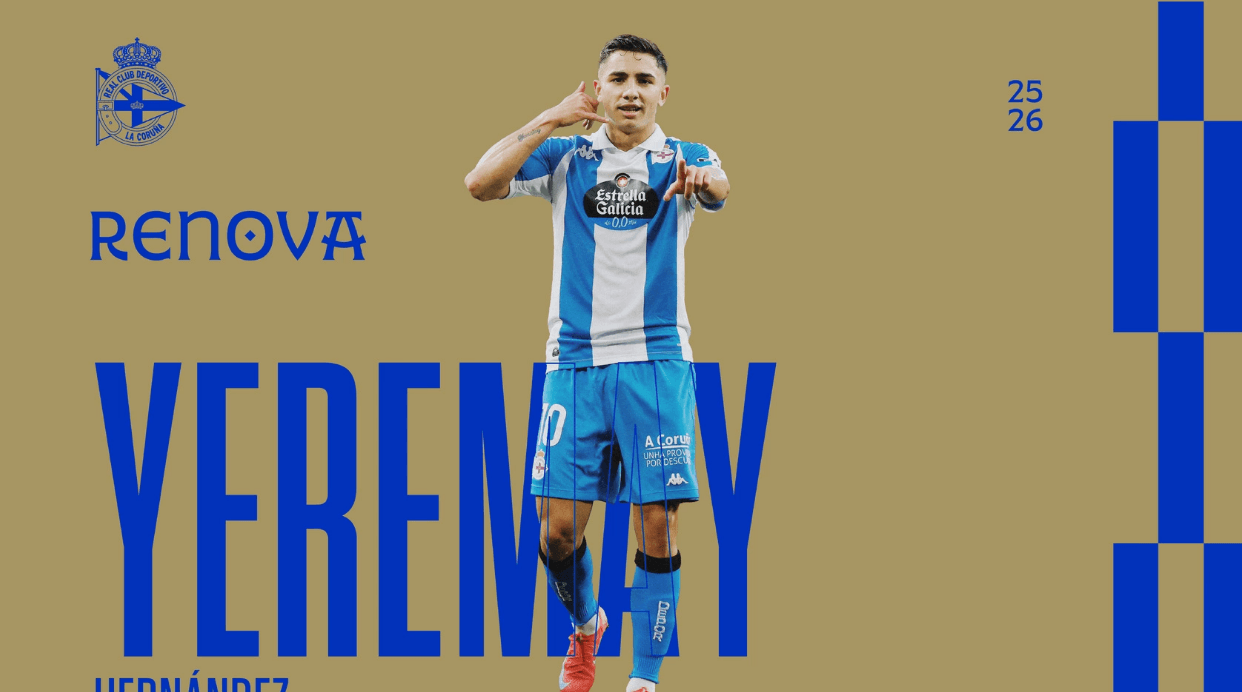 El Deportivo de La Coruña anunció la mejora del contrato de Yeremay Hernández, que refuerza su compromiso añadiendo una opción de 3 temporadas más a su acuerdo hasta 2030. Además, también aumenta su cláusula de rescisión.