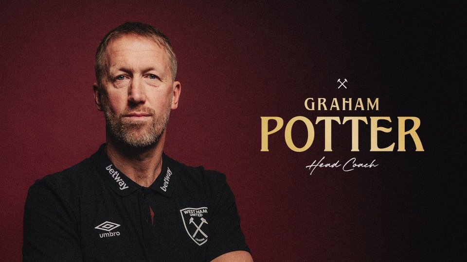 Former Chelsea boss Graham Potter joins West Ham on a two-and-a-half-year deal. WestHamUnited