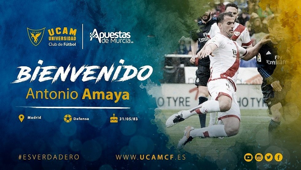 Amaya firmó por una temporada. Twitter/UCAMMurciaCF