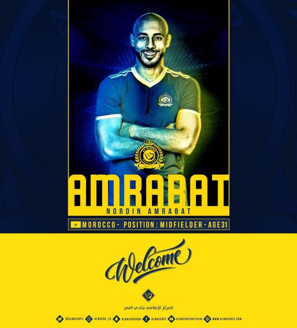 Cambio radical de Nordin Amrabat. Twitter/AlNassrFC