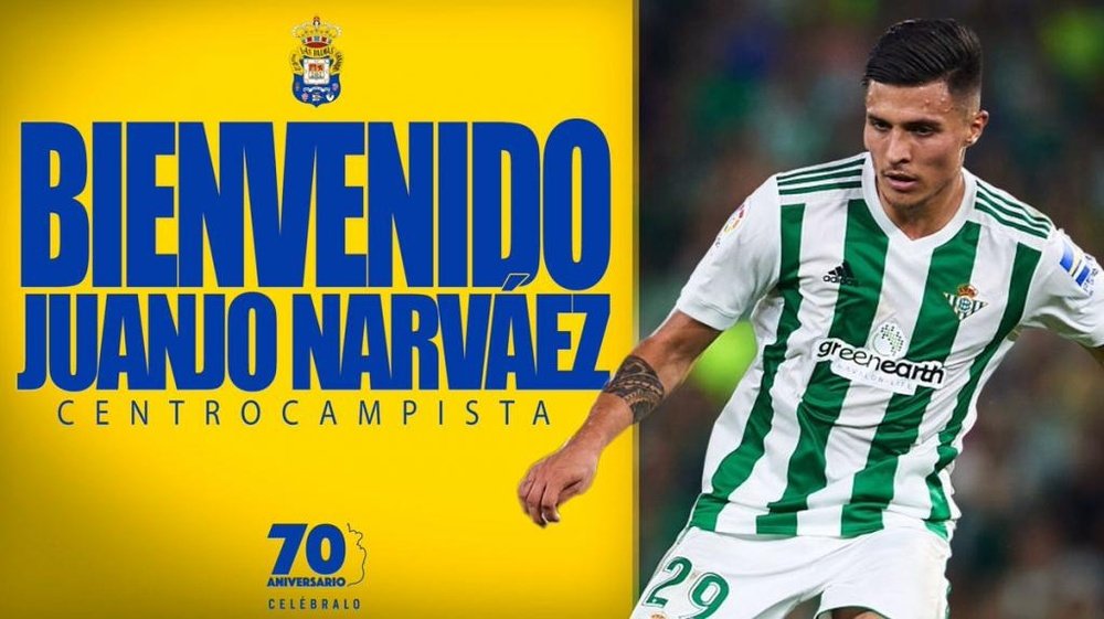 Juanjo Narváez llega a Las Palmas. Twitter/UDLP_Oficial