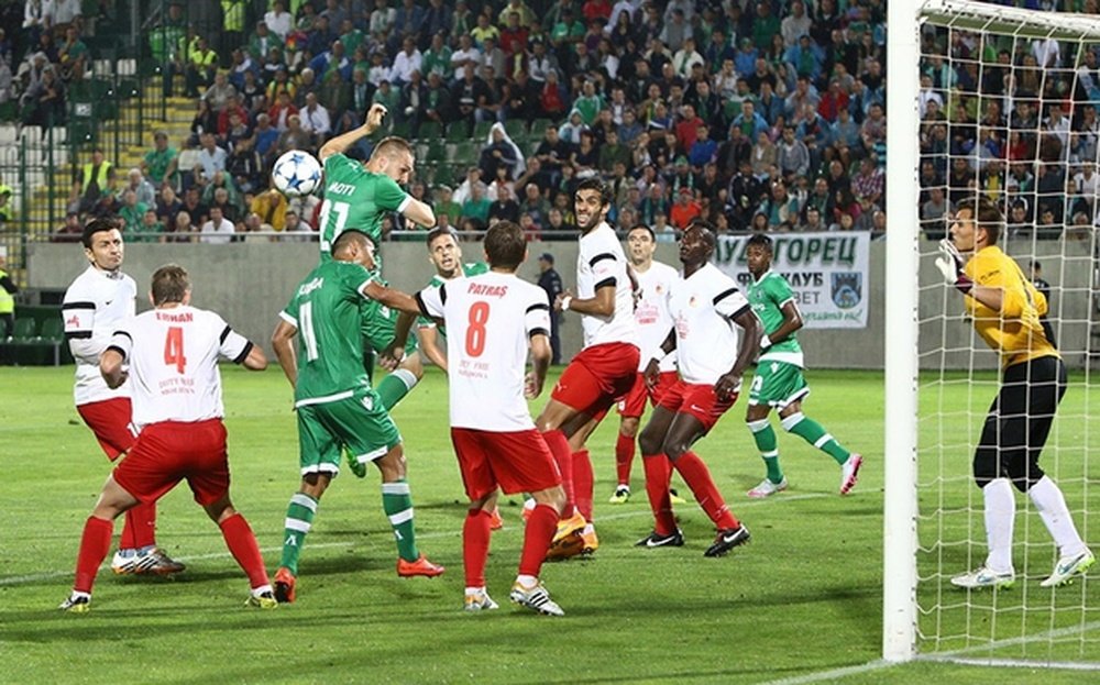 Imagen del choque entre el Milsami y el Ludogorets. Prosport
