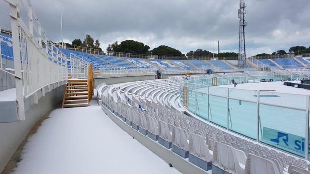 Así está el estadio del Pescara, por lo que no se disputará el choque contra la Fiore. PescaraCalcio