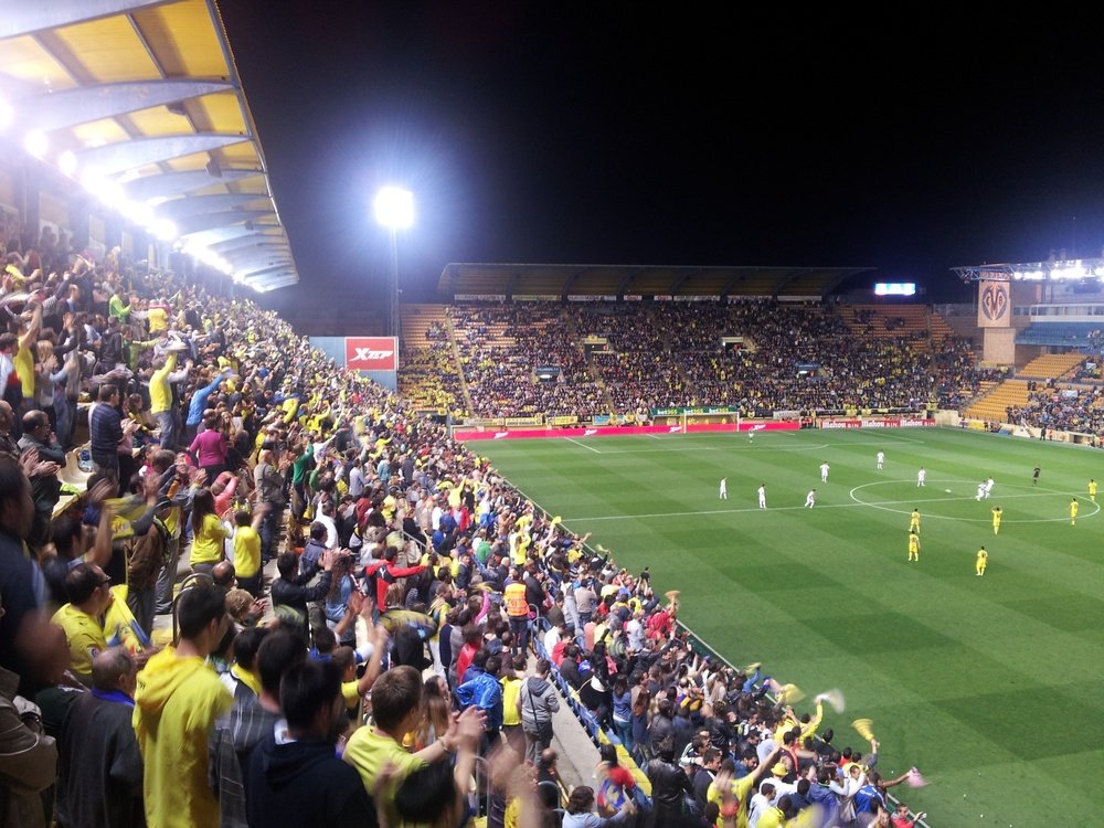 Imagen del estadio El Madrigal durante el partido Villarreal CF - Xerez CD en la temporada 2012-2013. Millars. 