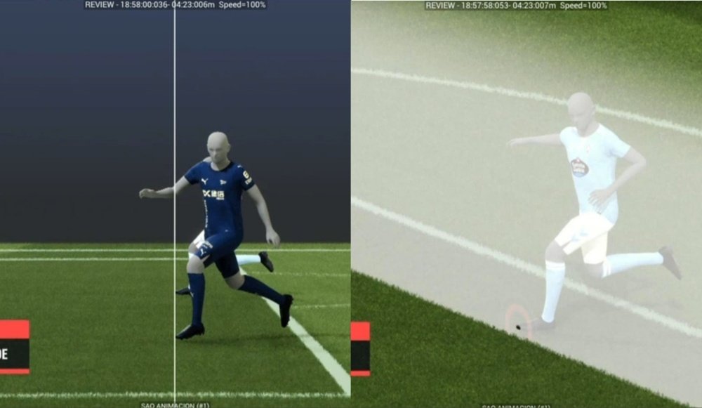 La primera polémica del SAOT en LaLiga: así se anuló el gol de Aspas. Captura/MovistarLaLiga