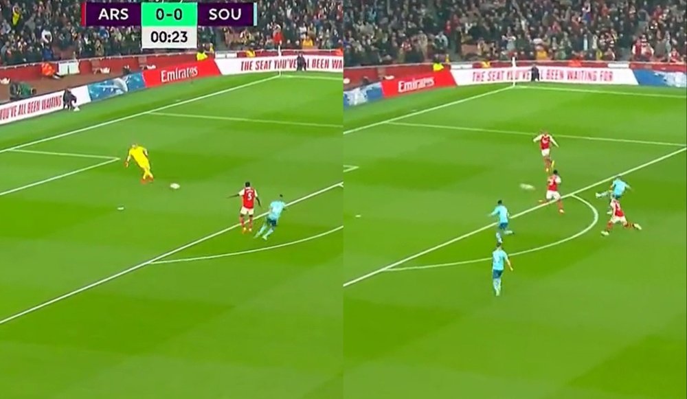 Arsenal shocked early by Alcaraz. Screenshot/DAZN