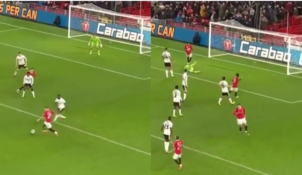 Antony's stunner gave United the lead against Charlton in the 21st minute. Screenshot/DAZN