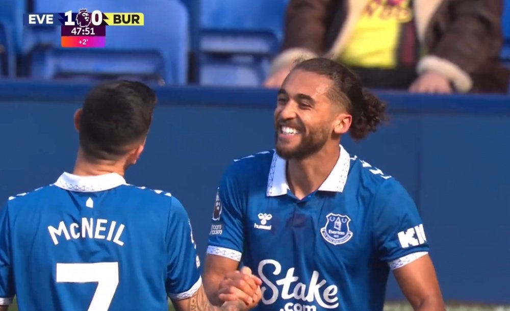 El Everton venció por 1-0 al Burnley. Captura/DAZN