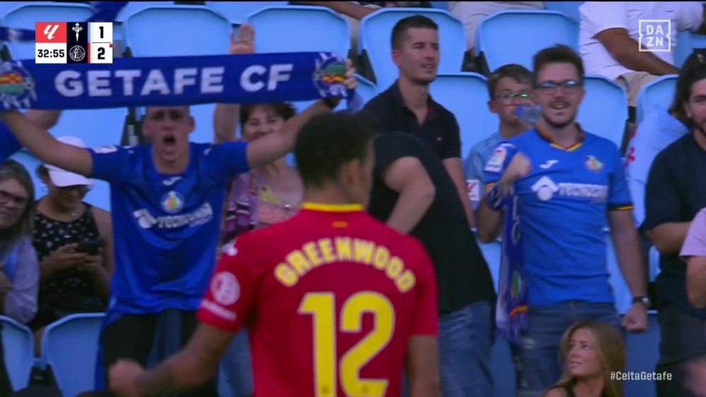 Greenwood scored his first La Liga goal on Sunday. Screenshot/DAZN