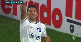 Suárez marcó el 3-0 para Nacional. Captura/GolTV