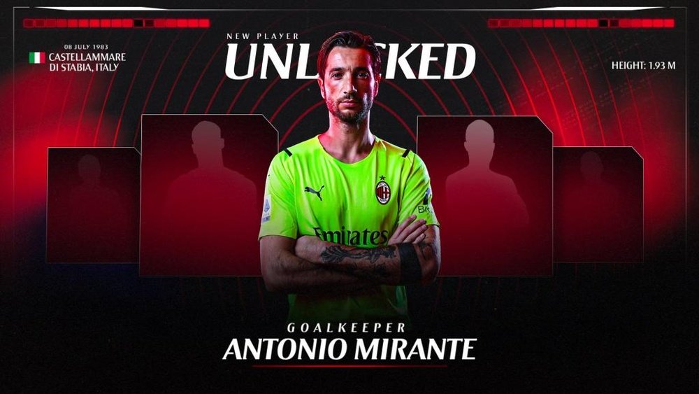 O Milan confirmou a baixa de Maignan e anunciou Mirante. Twitter/acmilan