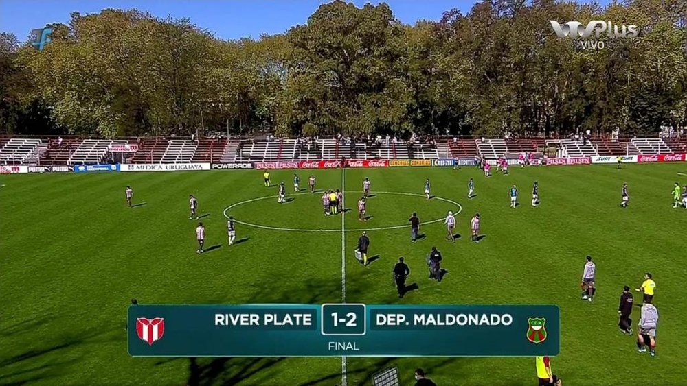 Deportivo Maldonado se impuso a River por 1-2. Captura/VTVPlus