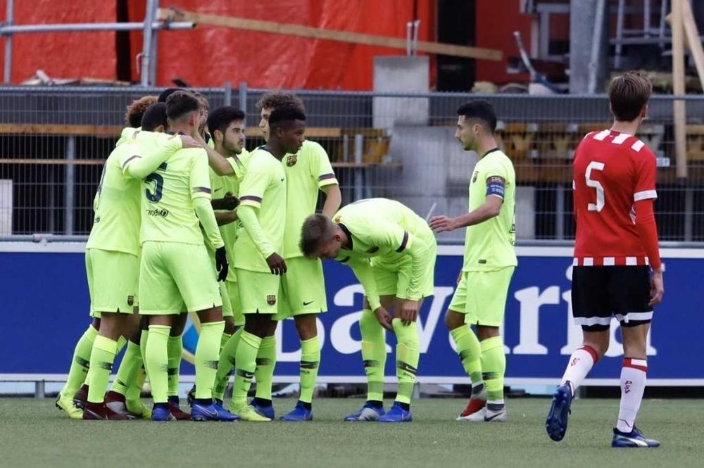 El Barcelona empató a un tanto frente al PSV. FCBMasia