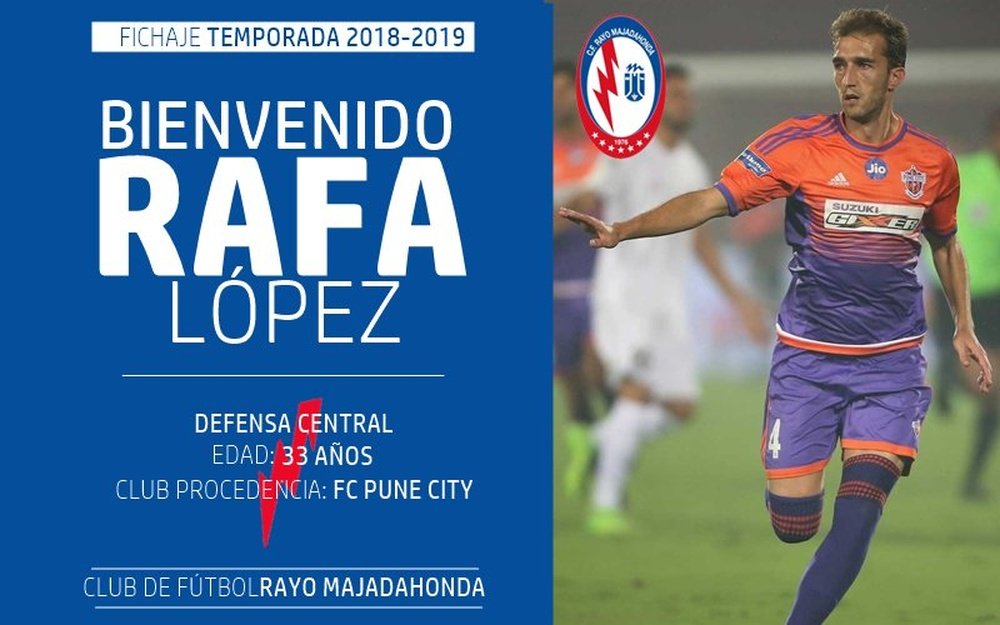 Rafa López firmó una temporada con el Rayo Majadahonda. Twitter/RMajadahonda