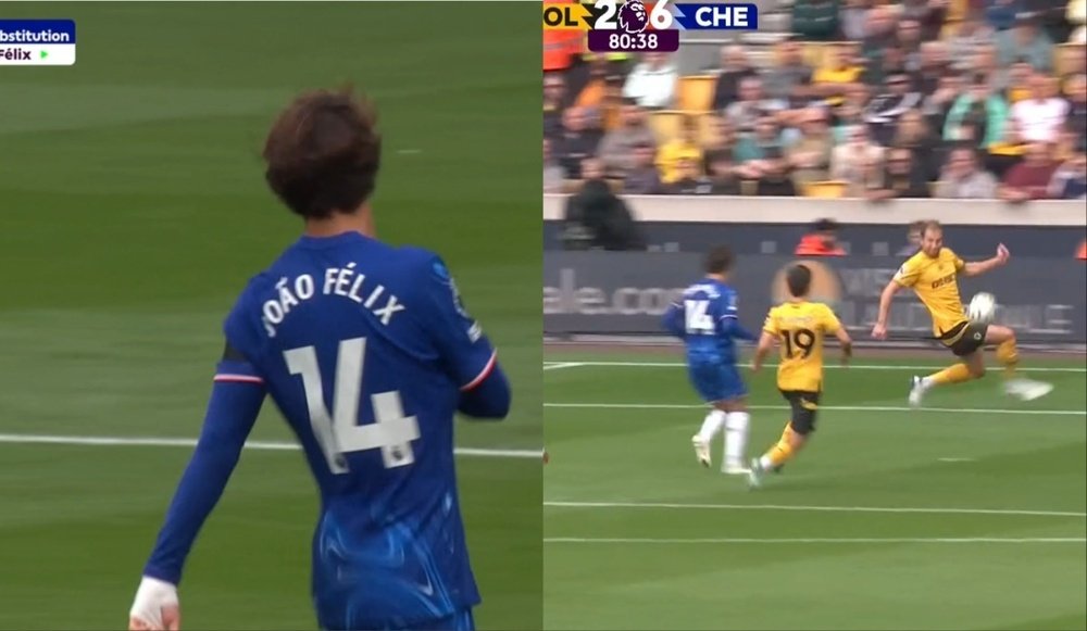 Joao Félix redebutó y marcó con el Chelsea. Captura/DAZN