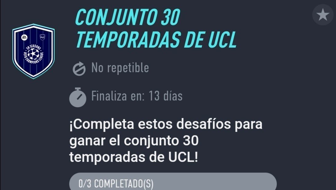 Imagen del SBC 'Conjunto 30 temporadas de UCL'. EA Sports (Web App)
