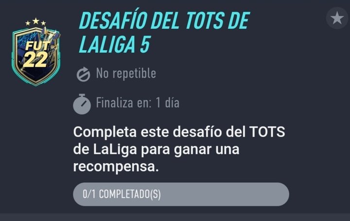 Imagen del SBC 'Desafío del TOTS de LaLiga 5'. EA Sports (Web App)
