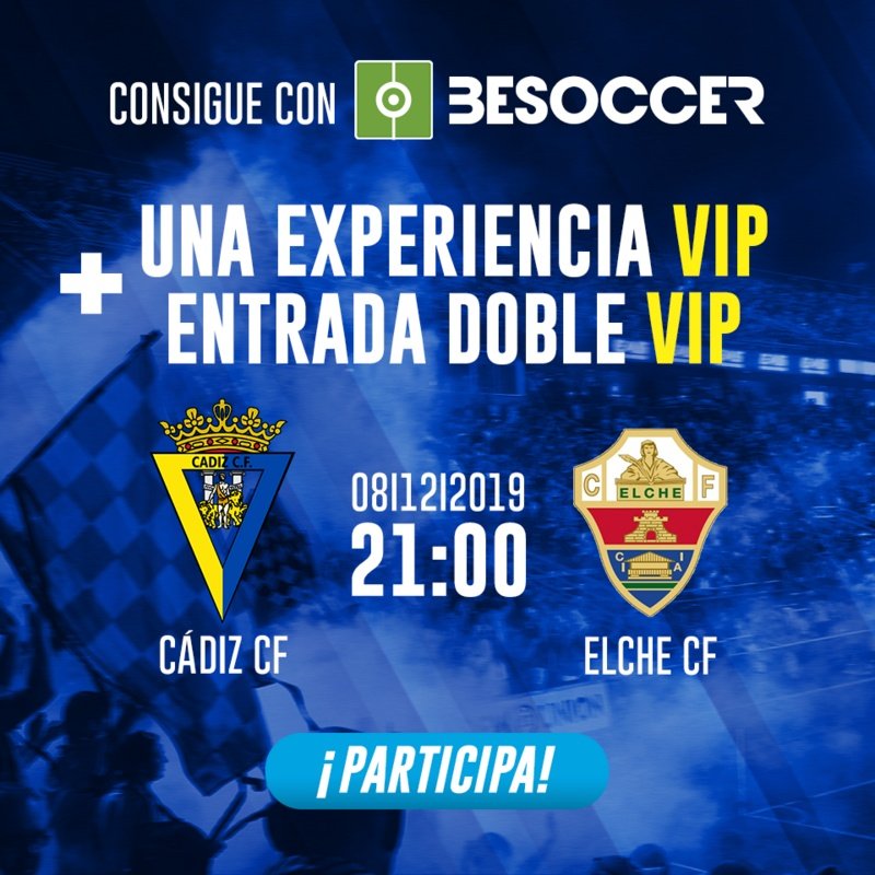 Consigue una experiencia VIP y una entrada doble VIP para el Cádiz-Elche. BeSoccer