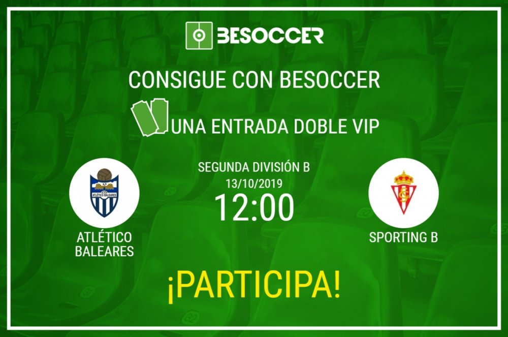 Consigue una entrada doble VIP para el Atlético Baleares-Sporting B. BeSoccer
