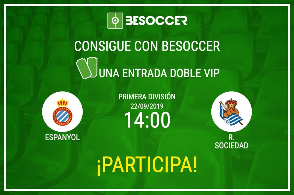 Consigue una entrada doble VIP para el Espanyol-Real Sociedad. BeSoccer