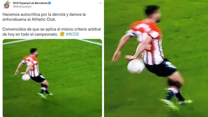 El Espanyol ironizó sobre el posible penalti no señalado de Balenziaga