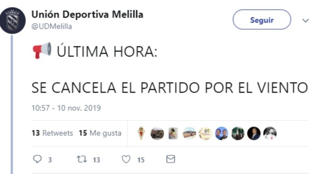 Suspendido el Melilla-Coruxo por viento