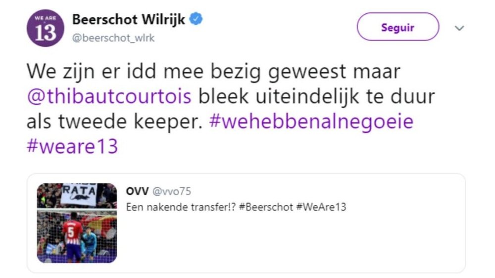 Las 'ratas' del Beerschot Wilrijk también quisieron hablar de Courtois. Twitter/beerschot_wlrk