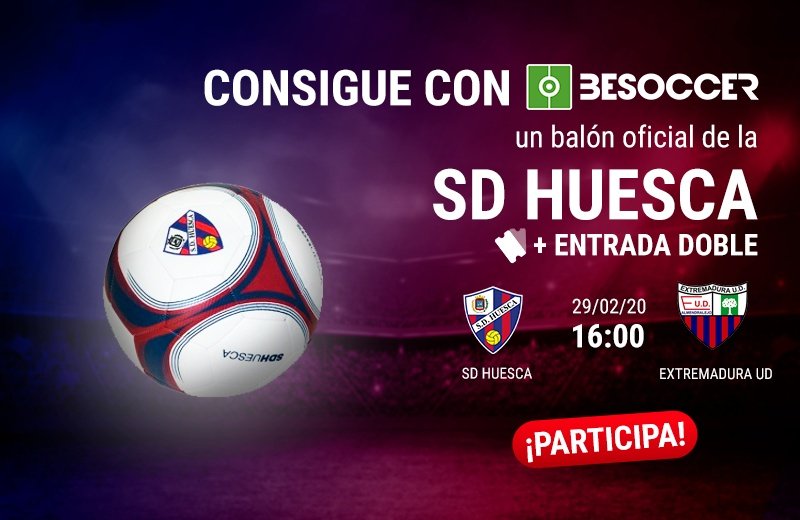 Consigue un balón del Huesca y una entrada para el duelo ante el Extremadura. BeSoccer