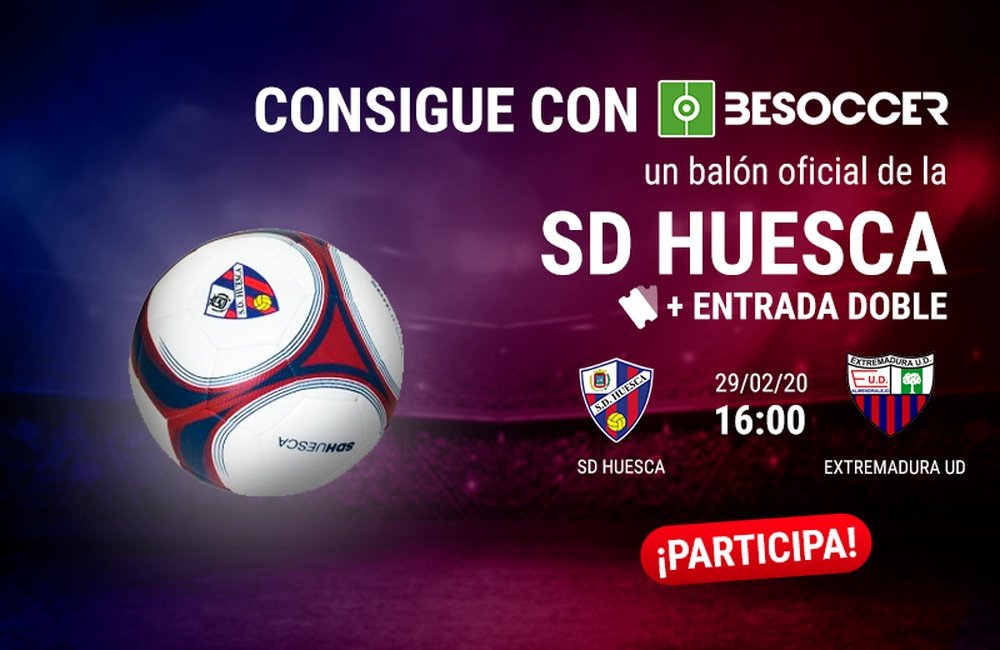 Consigue un balón del Huesca y una entrada para el duelo ante el Extremadura. BeSoccer