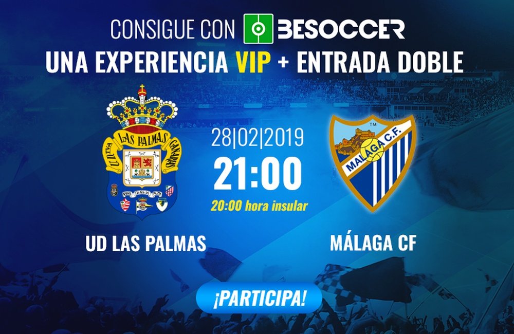 Consigue una experiencia VIP y una entrada doble para el Las Palmas-Málaga. BeSoccer