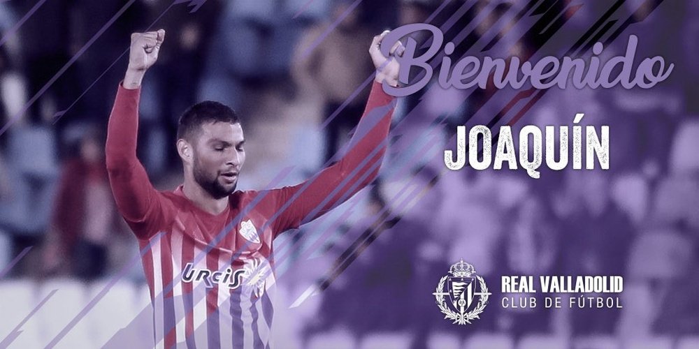 Joaquín dejó el Almería, club en el que se formó. Twitter/RealValladolid