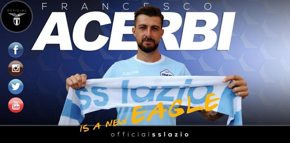Acerbi llega a la Lazio y firma hasta 2023. Twitter/SSLAzio