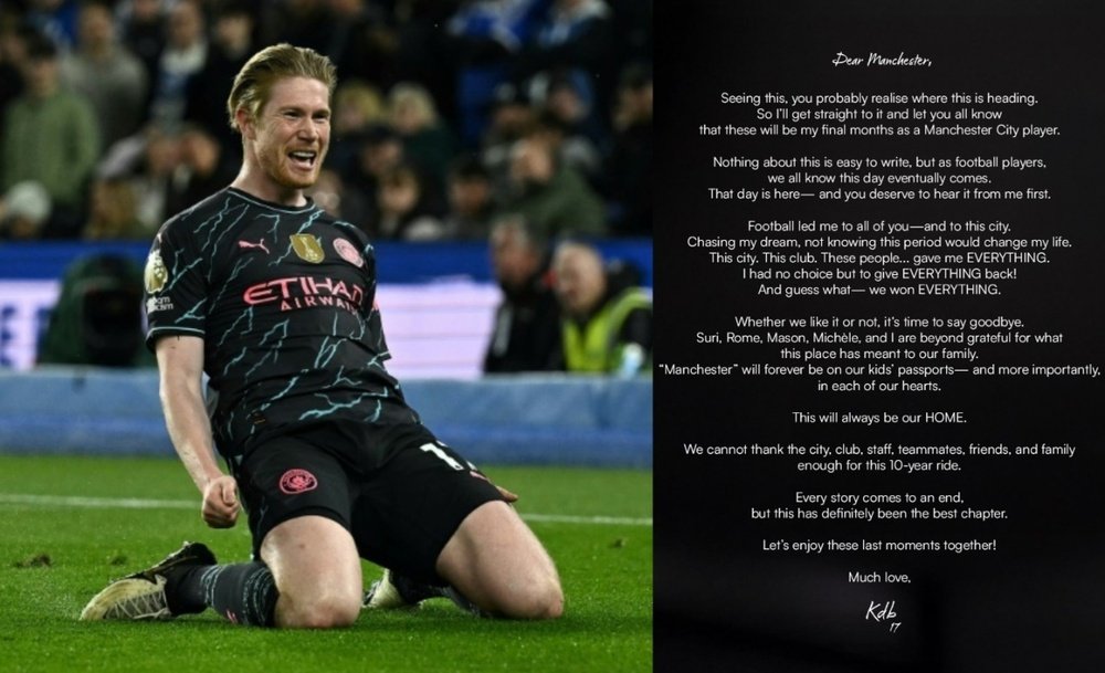 De Bruyne deja el City. AFP-Twitter/KevinDeBruyne