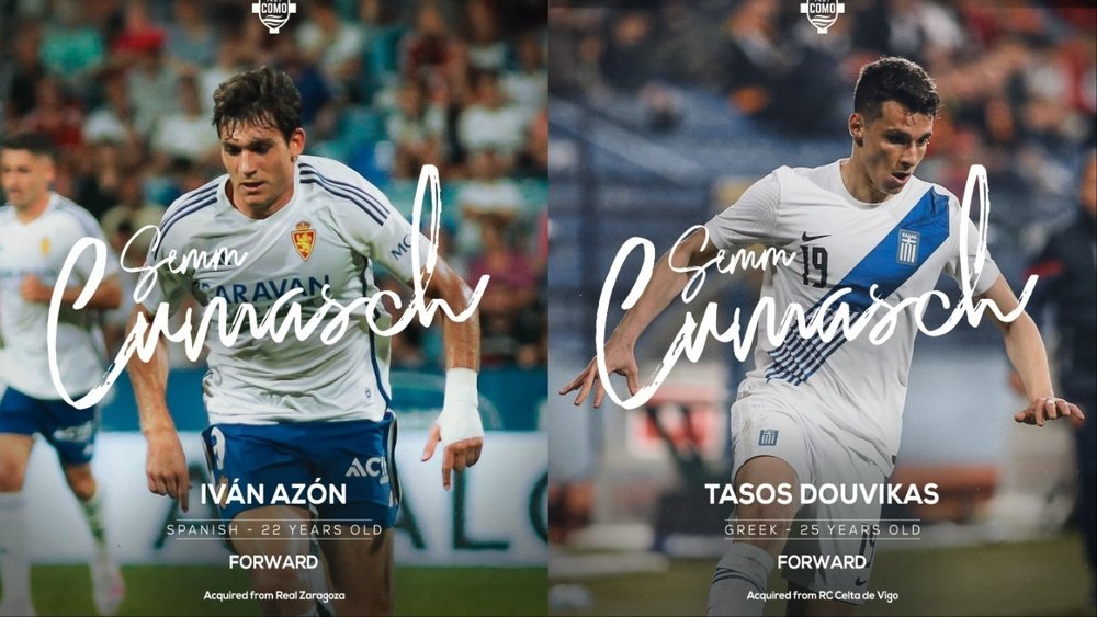 El Como 'españoliza' aún más su plantilla con Iván Azón y Douvikas. Como_1907