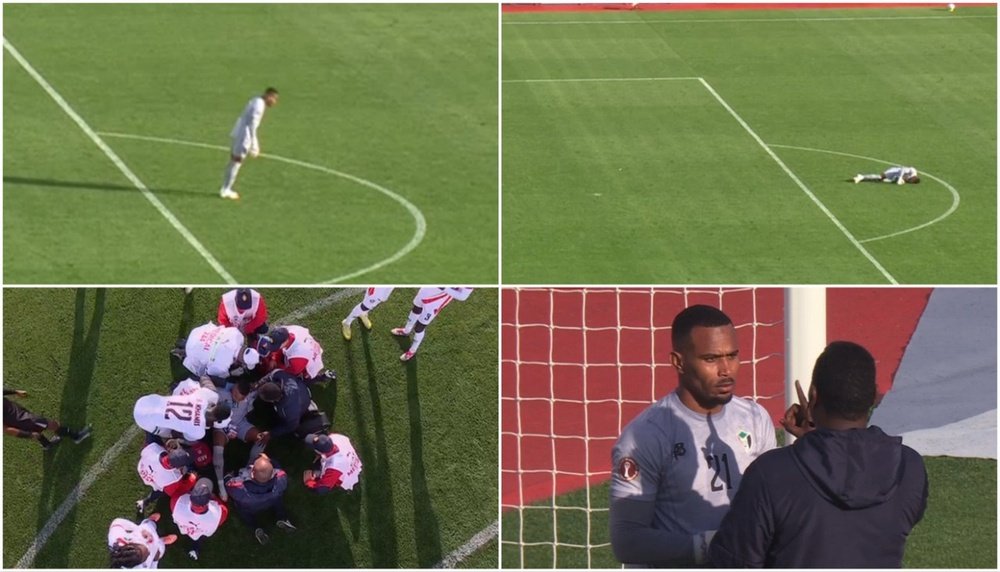 Monged Abuzaid collapsed in the first half. Screenshot/Movistar+