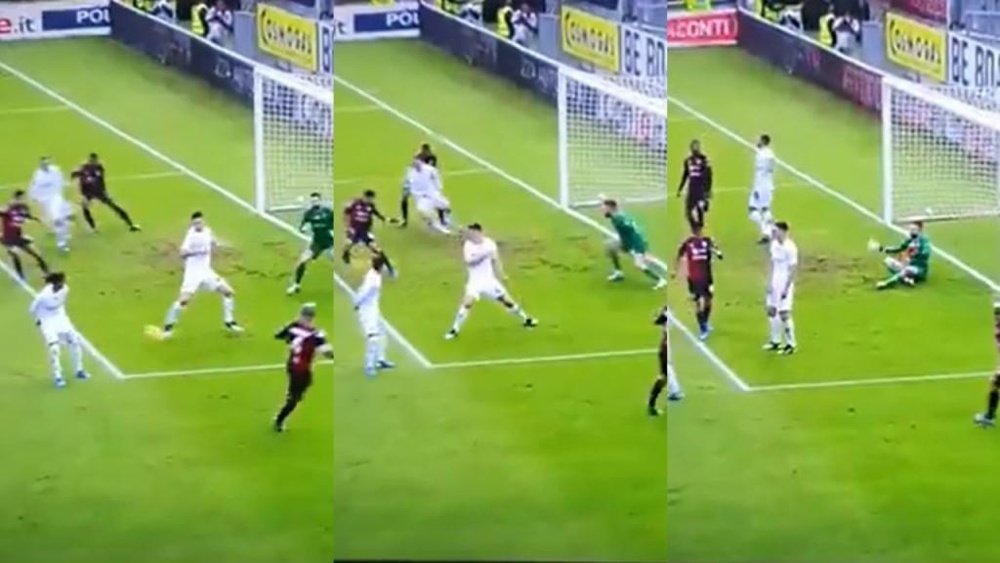 Simeone marcó a su ex un precioso gol de tacón. EFE