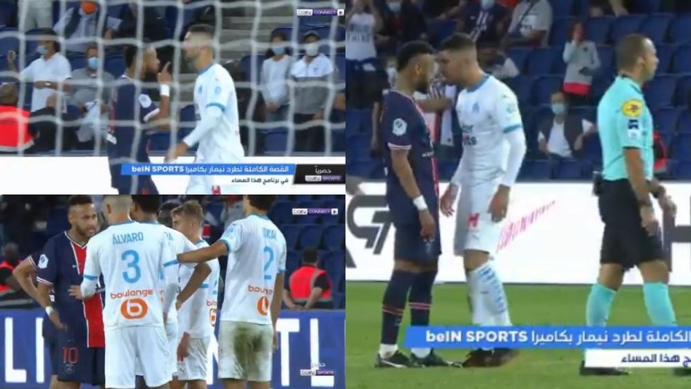 Nouvelles images de l'altercation entre Neymar et Alvaro. Capture/BeIN