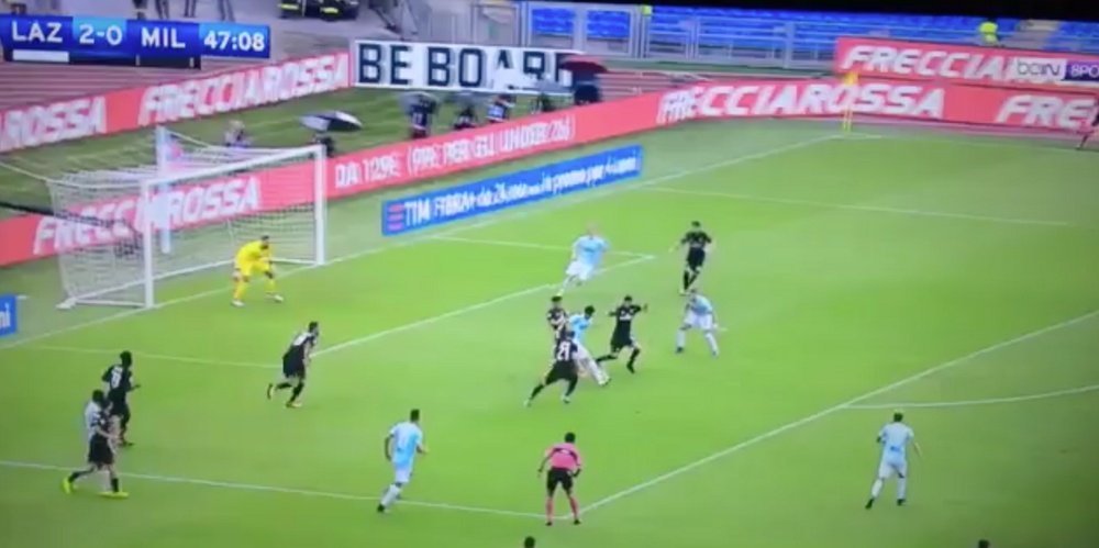 Immobile anotó tres goles en el Lazio-Milan. Twitter/beINSports