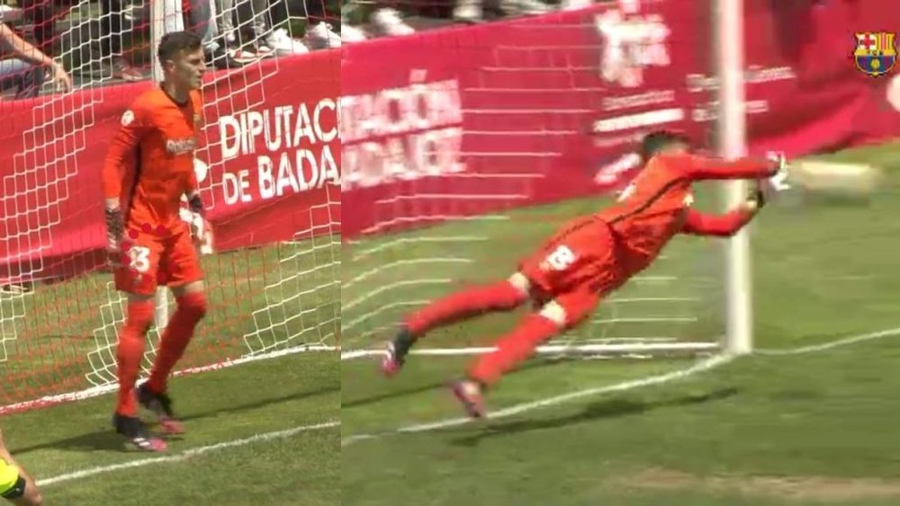 Inaki Pena had a superb game for Barca B. Screenshot/BarcaTV