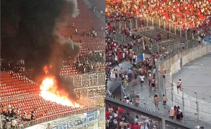 Vergüenza en Chile: peleas, un incendio en la grada y la Supercopa, suspendida