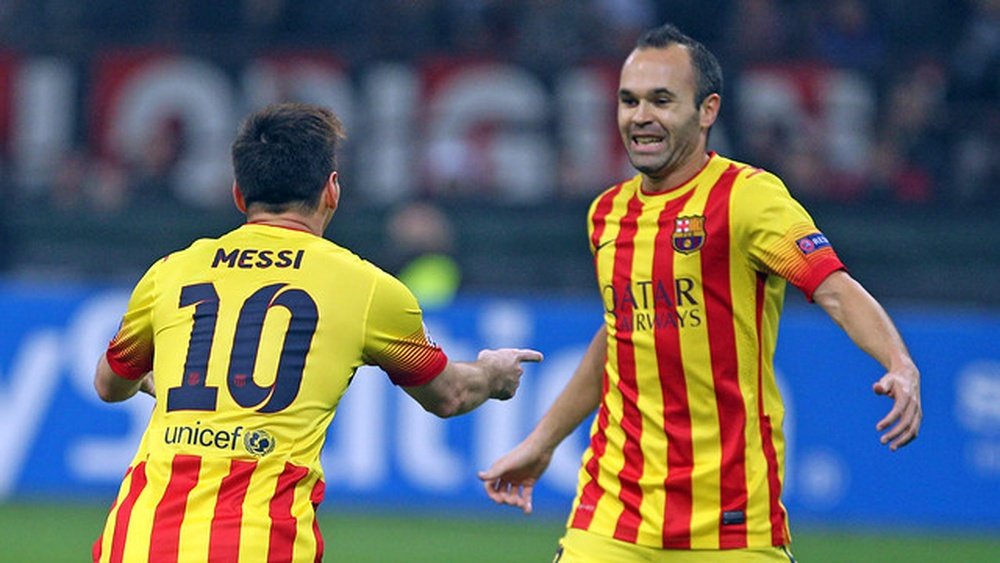 Iniesta et Messi, célèbrent un but en Liga. FCBarcelona