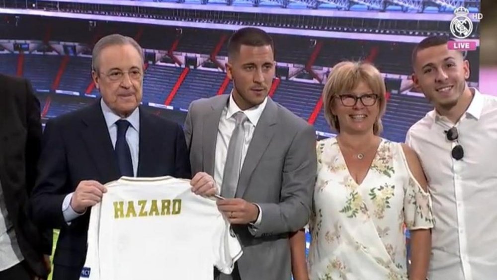 Eden Hazard foi apresentado como jogador do Real Madrid. Captura/RealMadridTV